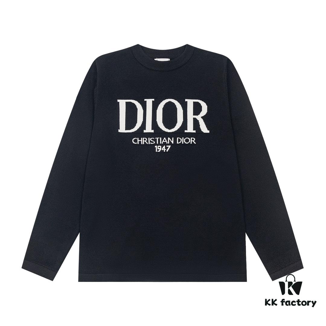 6931a0a1ccd8ab3d7af94775 DIOR Autumn-Winter New Arrival Letter Jacquard Crew Neck Sweater Unisex Stylish Pullover