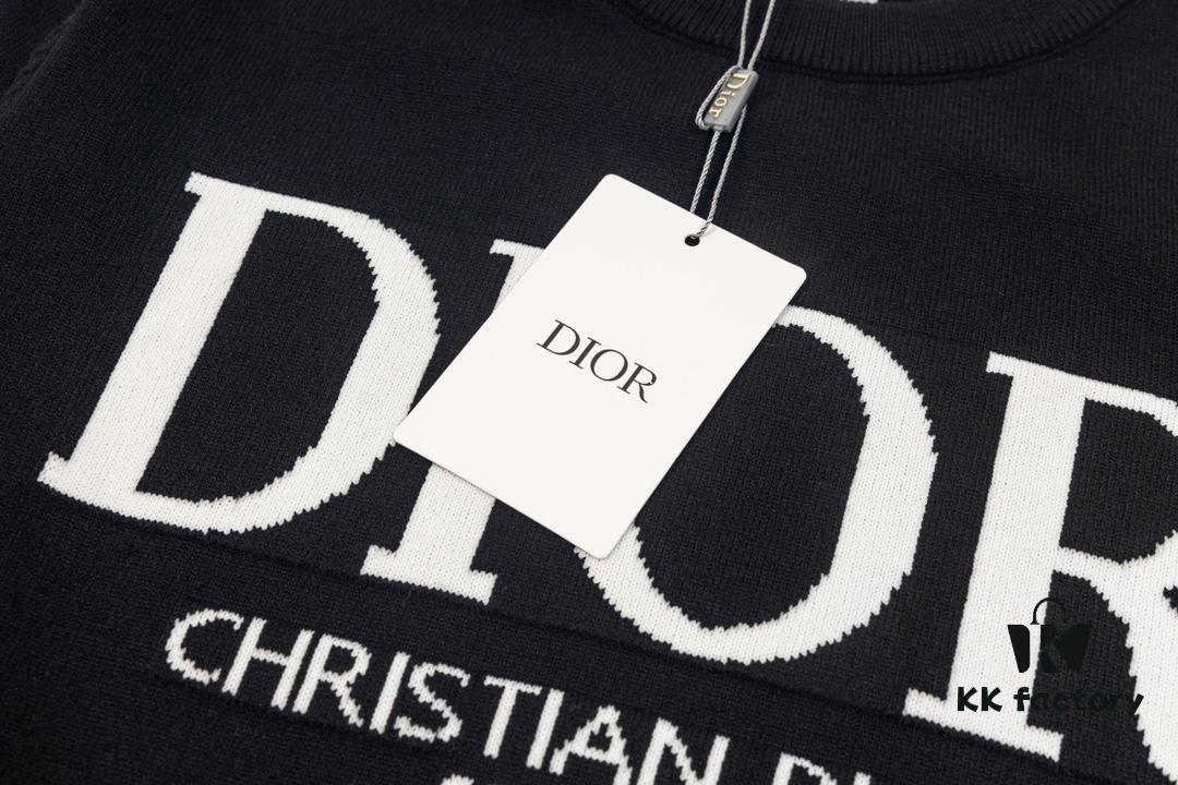 6931a0a1ccd8ab3d7af9477a DIOR Autumn-Winter New Arrival Letter Jacquard Crew Neck Sweater Unisex Stylish Pullover