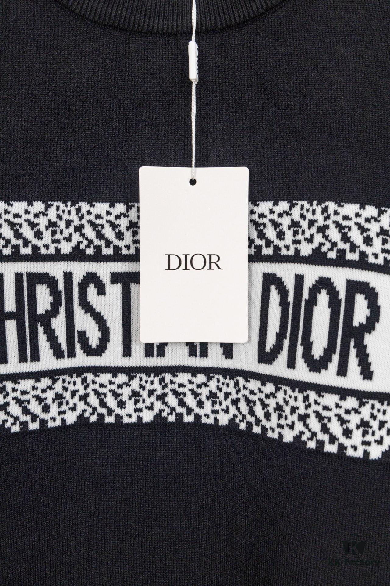 Dior DIOR New 2024 Jacquard Knit Long Sleeve Sweater Unisex, Classic Elastic Slim-Fit Short Sleeve T-Shirt, Exquisitely Crafted, Smooth and Breathable Fabric, High-End Soft Touch, Lightweight and Comfortable
