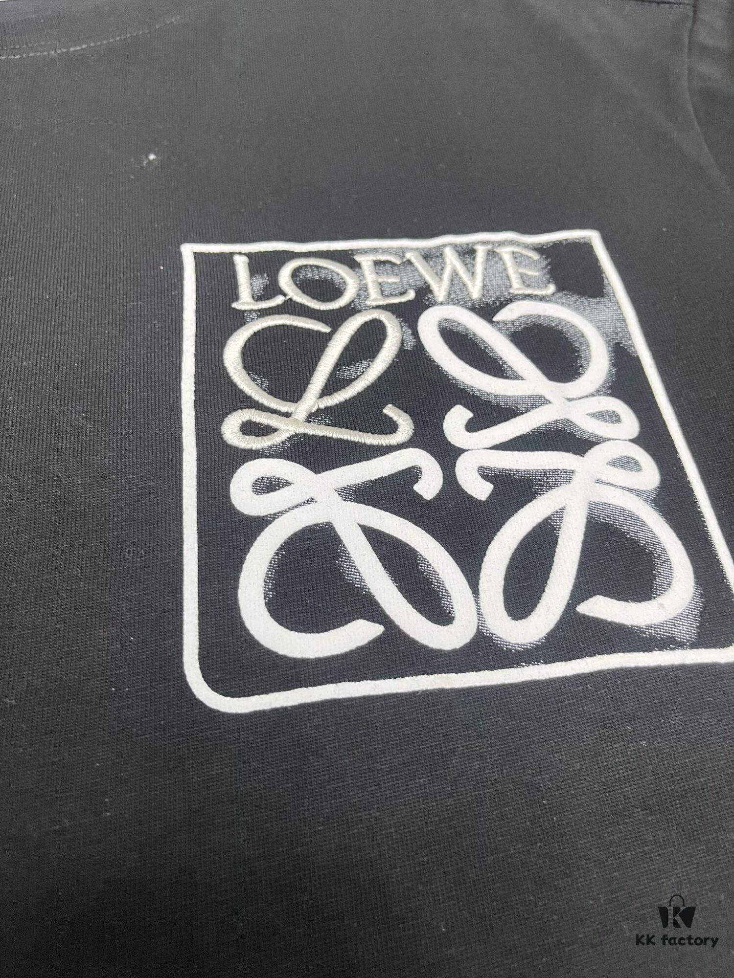 LOEWE Round-Neck Short-Sleeve Embroidered Jacket with Fake Pocket