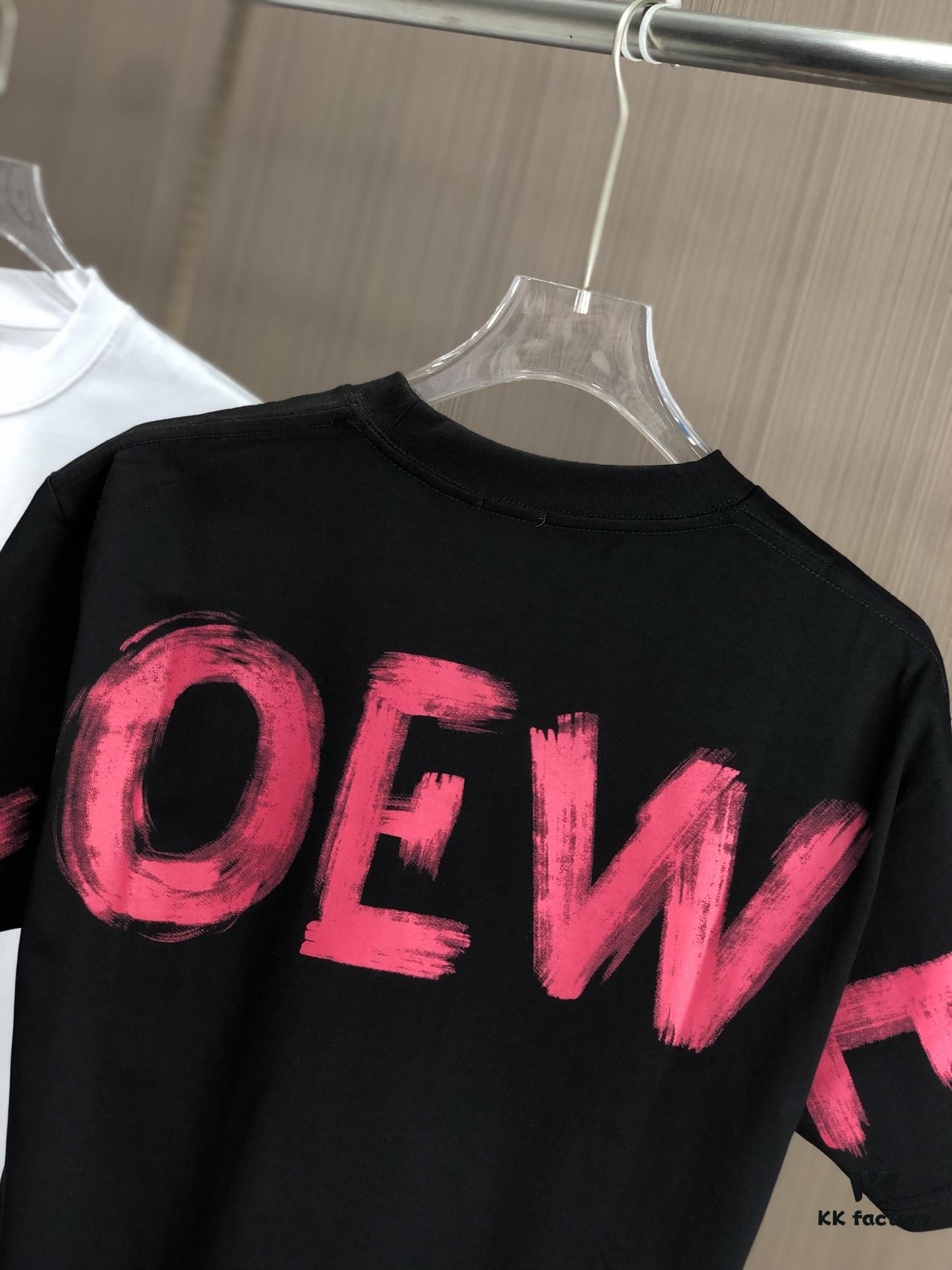 6931a0a5ccd8ab3d7af947d5 LOEW Loewe 2025 Spring/Summer New Arrival Round Neck Short Sleeve Hand-Painted Print High Grammage 320g Double-Yarn Combed Cotton Fabric Slightly Loose Fit Unisex