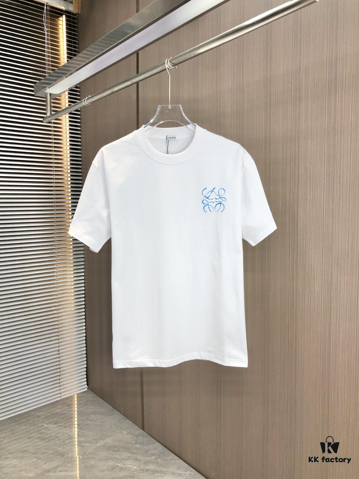6931a0a6ccd8ab3d7af947d6 LOEW Loewe 2025 Spring/Summer New Arrival Round Neck Short Sleeve Hand-painted Print High Grammage 320g Double-combed Cotton Fabric Slightly Loose Fit Unisex