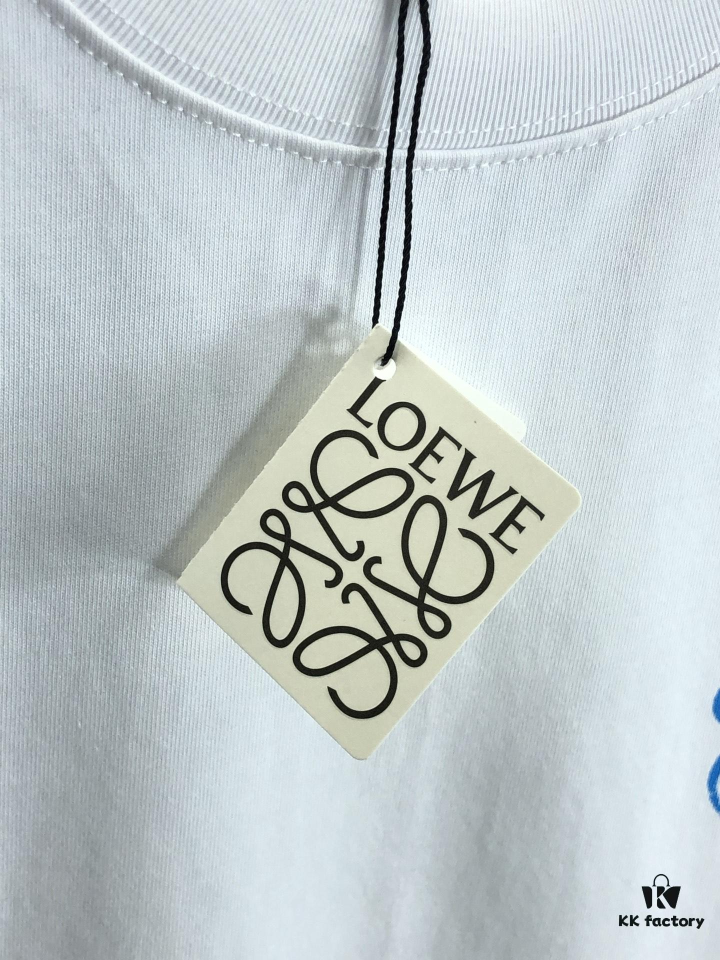 6931a0a6ccd8ab3d7af947db LOEW Loewe 2025 Spring/Summer New Arrival Round Neck Short Sleeve Hand-painted Print High Grammage 320g Double-combed Cotton Fabric Slightly Loose Fit Unisex