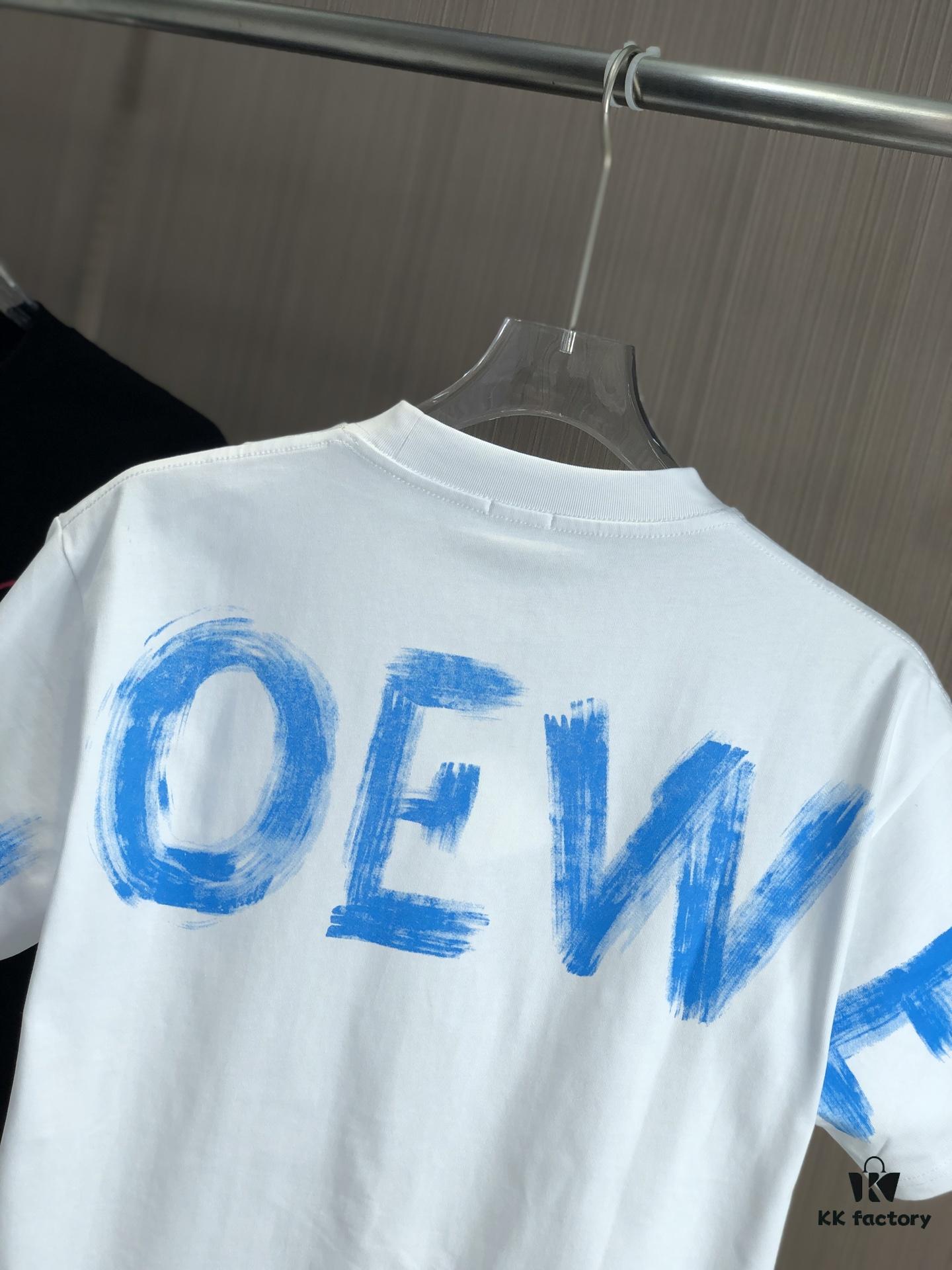 6931a0a6ccd8ab3d7af947de LOEW Loewe 2025 Spring/Summer New Arrival Round Neck Short Sleeve Hand-painted Print High Grammage 320g Double-combed Cotton Fabric Slightly Loose Fit Unisex