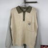 New Loewe Colorblock Embroidered Collar Preppy Polo Knit Cardigan with Side Slits