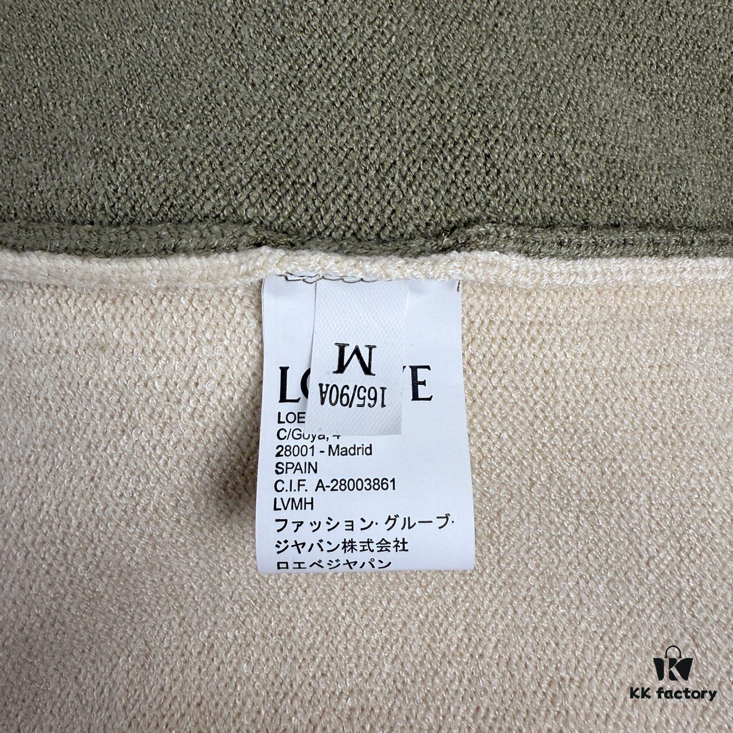 New Loewe Colorblock Embroidered Collar Preppy Polo Knit Cardigan with Side Slits