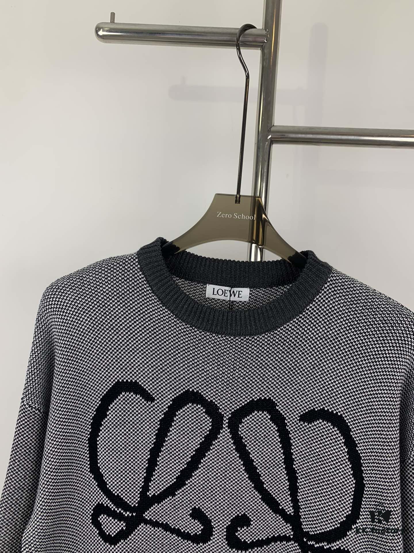6931a0a8ccd8ab3d7af9480c New LOEWE 22SS Exquisite Heather Gray Jacquard Crew Neck Sweater