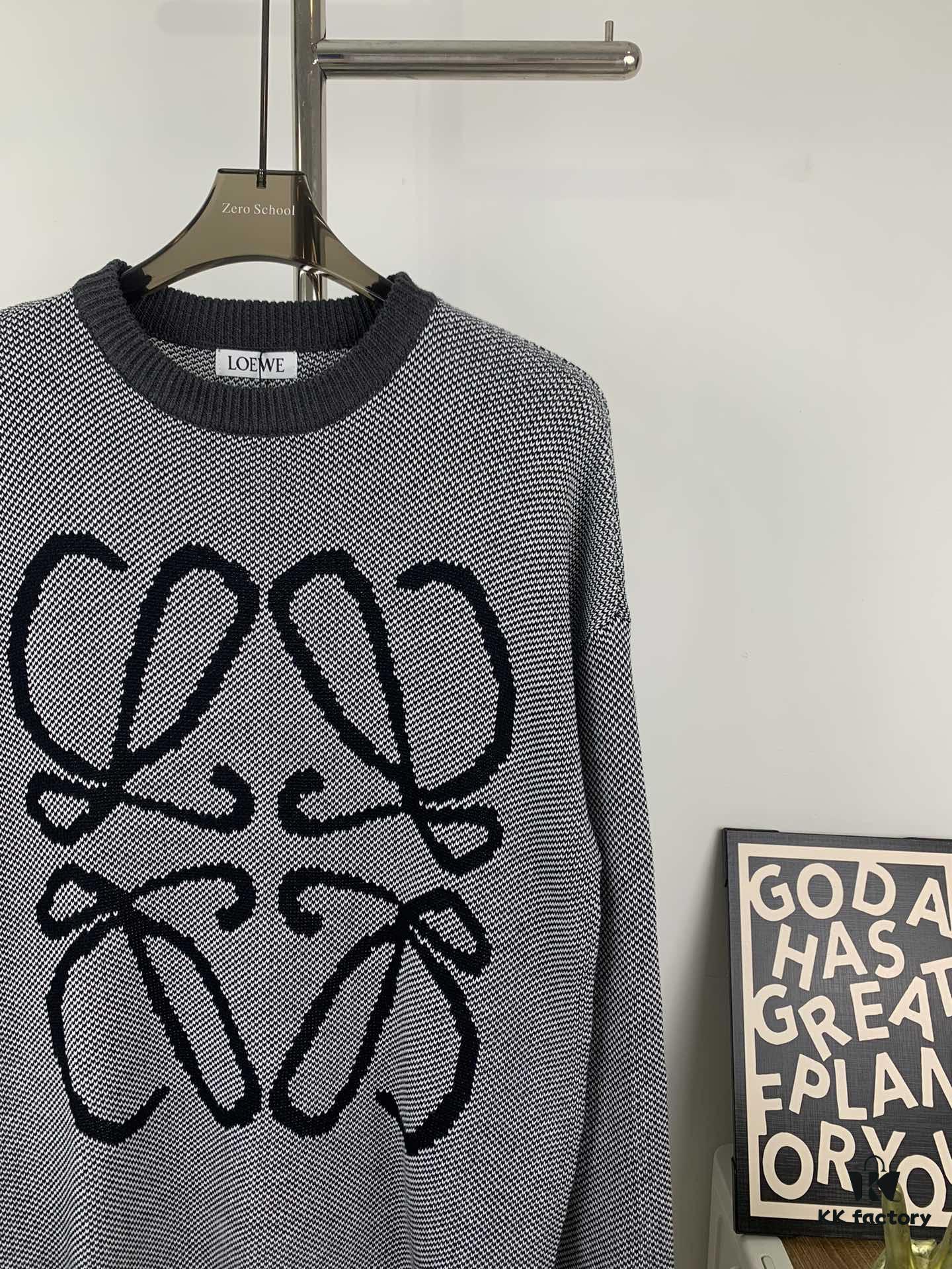 6931a0a8ccd8ab3d7af9480d New LOEWE 22SS Exquisite Heather Gray Jacquard Crew Neck Sweater