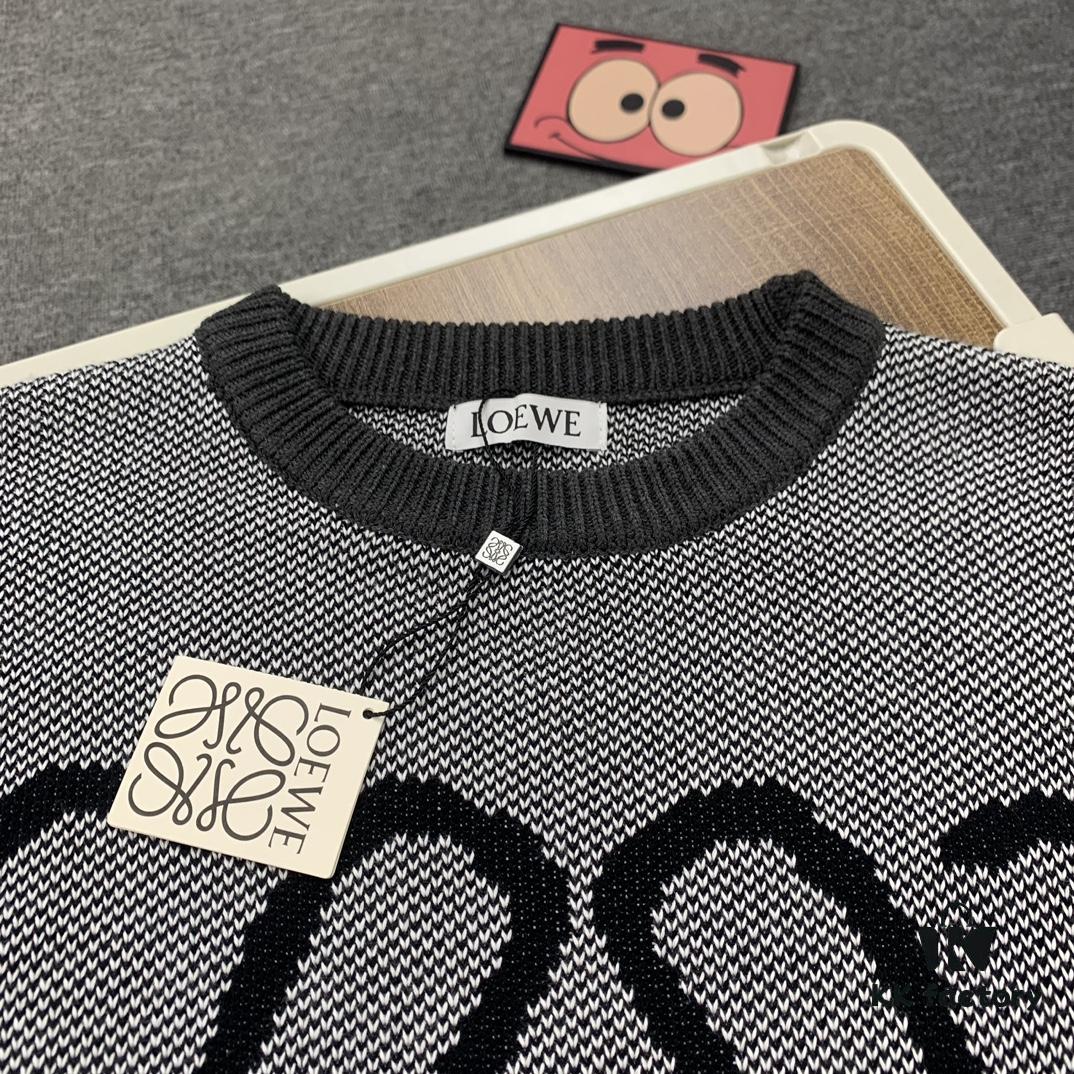 6931a0a8ccd8ab3d7af9480f New LOEWE 22SS Exquisite Heather Gray Jacquard Crew Neck Sweater