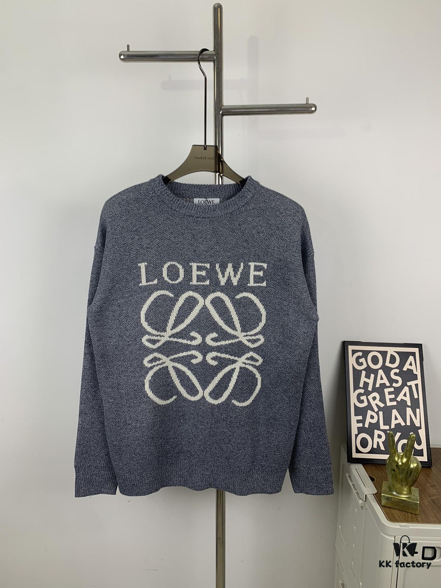 6931a0a9ccd8ab3d7af94813 New LOEWE 22SS Exquisite Heather Gray Jacquard Round-Neck Sweater