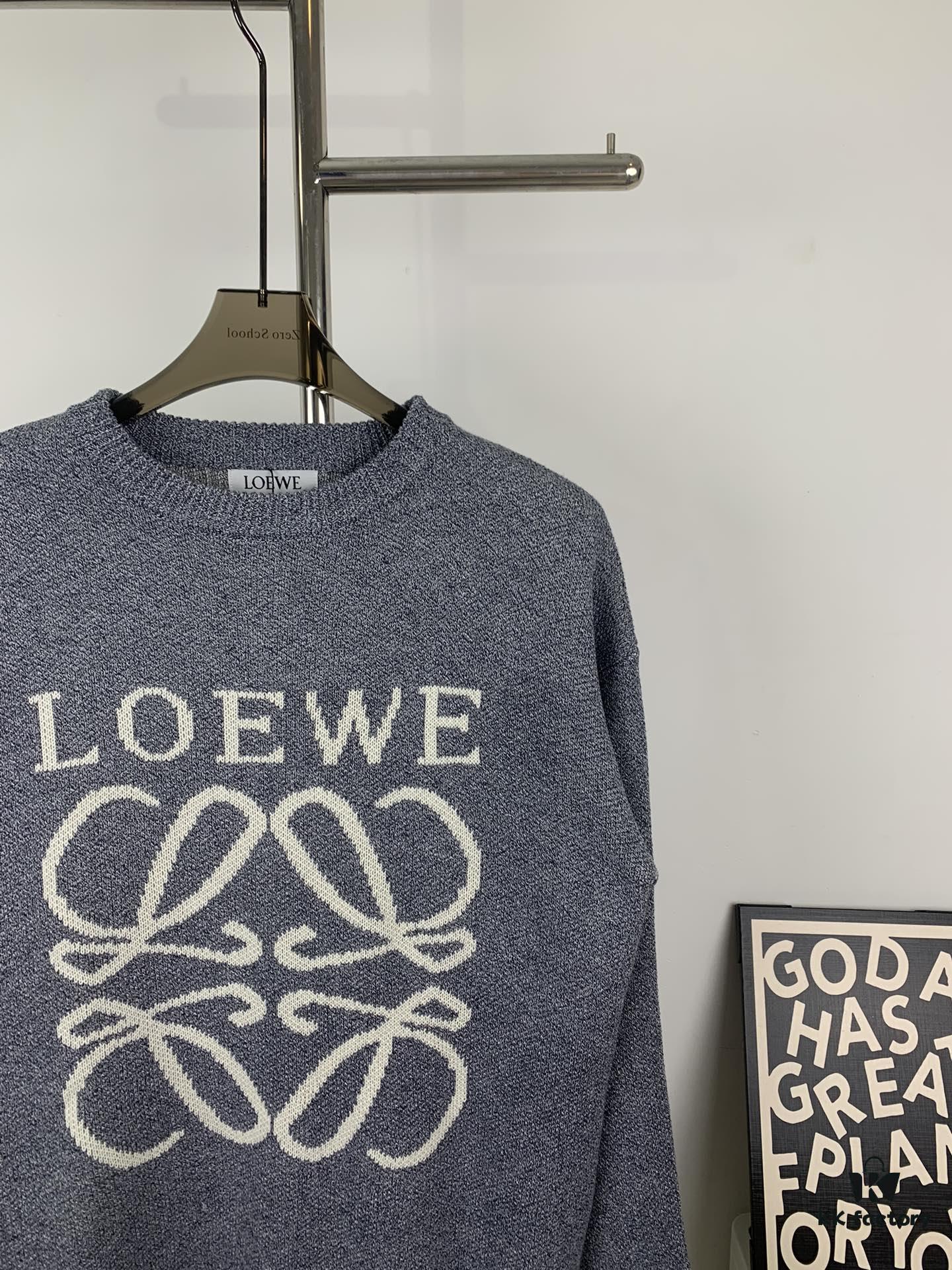 6931a0a9ccd8ab3d7af94816 New LOEWE 22SS Exquisite Heather Gray Jacquard Round-Neck Sweater