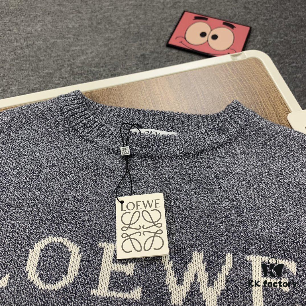6931a0a9ccd8ab3d7af94818 New LOEWE 22SS Exquisite Heather Gray Jacquard Round-Neck Sweater