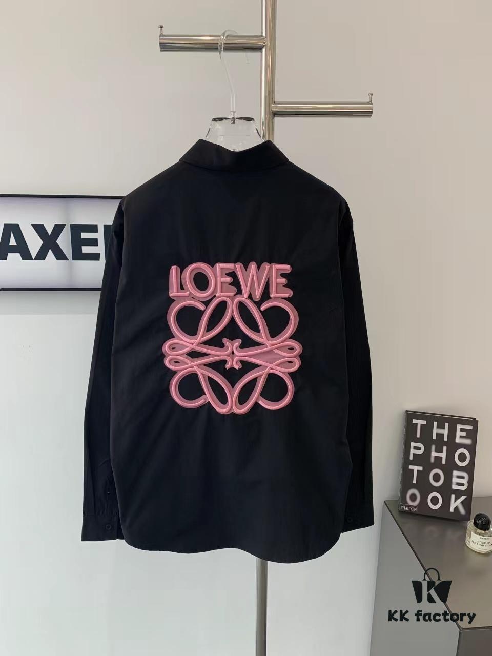 6931a0aaccd8ab3d7af94827 New Loewe Fluorescent Pink Embroidered Logo Pocket Button Shirt