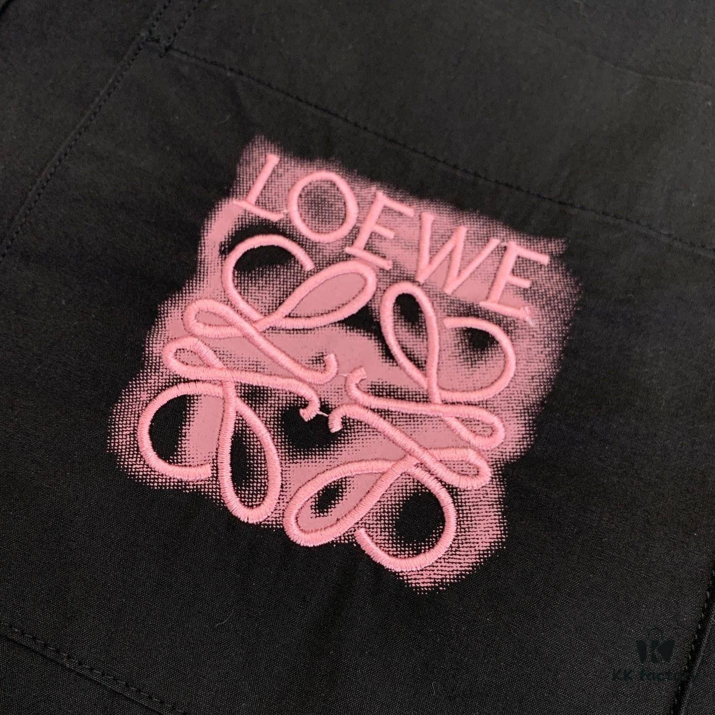 6931a0aaccd8ab3d7af94829 New Loewe Fluorescent Pink Embroidered Logo Pocket Button Shirt