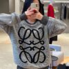 LOEWE Crew Neck Knit Sweater with Classic Chest Logo Unisex Casual Pullover