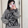 LOEWE Crew Neck Knit Sweater with Classic Chest Logo Unisex Casual Pullover