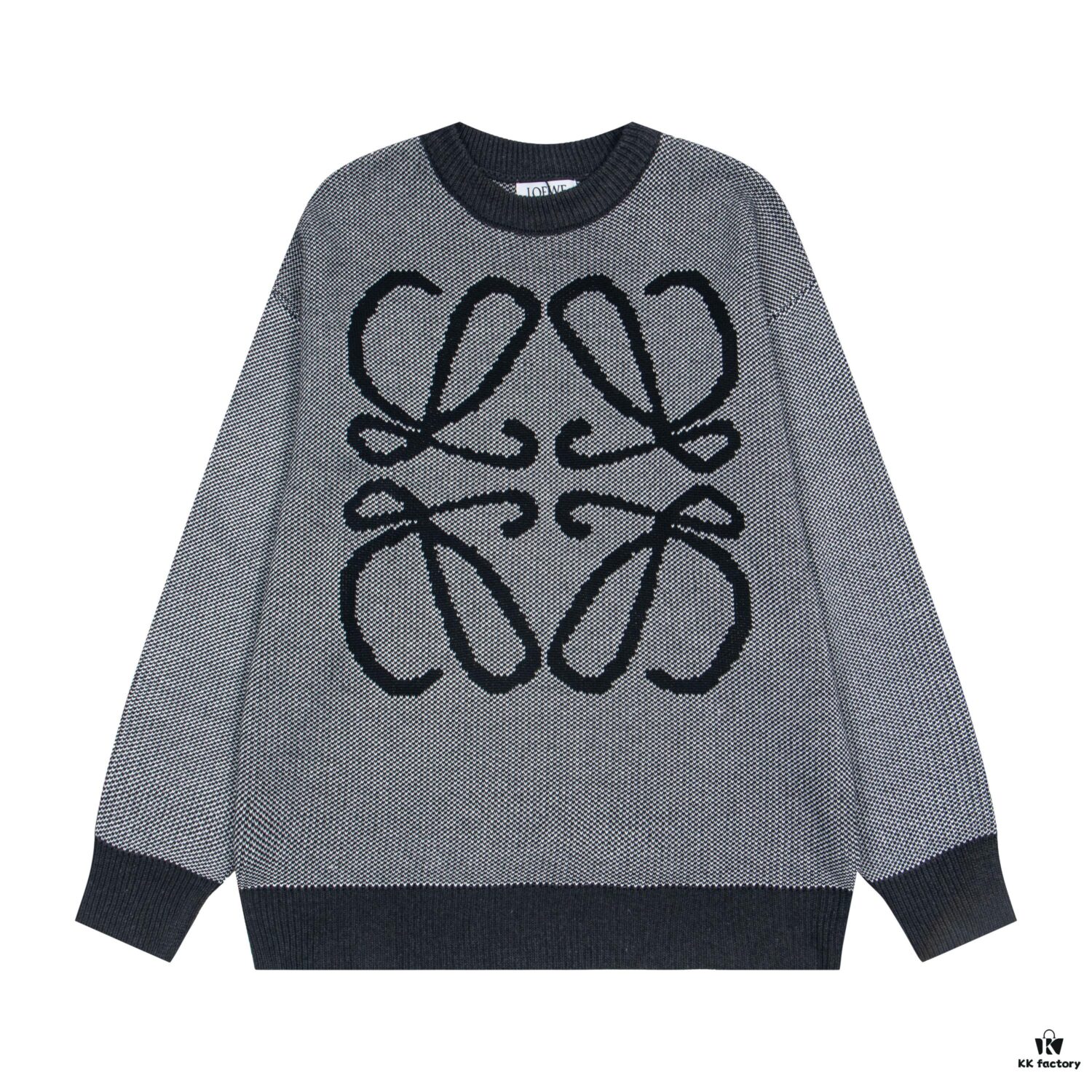 6931a0b0ccd8ab3d7af948ab LOEWE Crew Neck Knit Sweater with Classic Chest Logo Unisex Casual Pullover