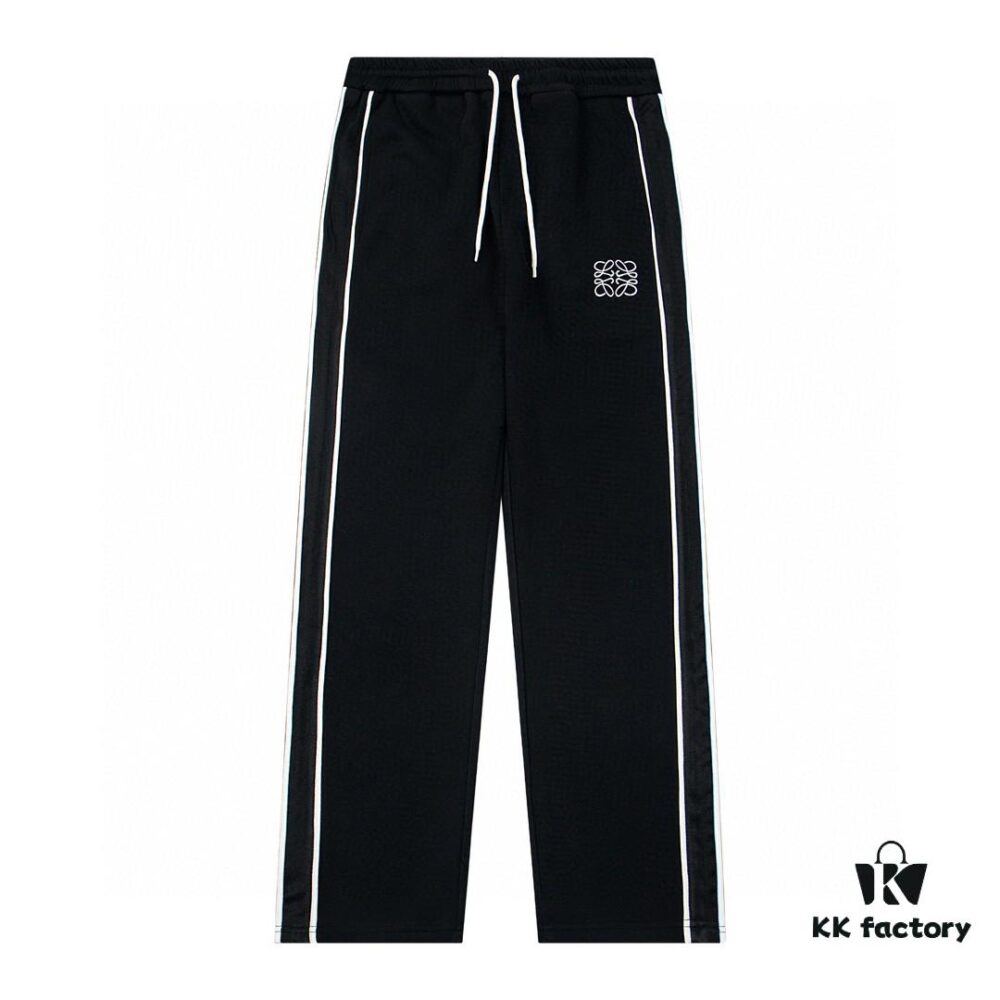 6931a0b1ccd8ab3d7af948be LOEWE New Arrival Letter Embroidered Woven Straight Sweatpants Unisex Casual Trousers