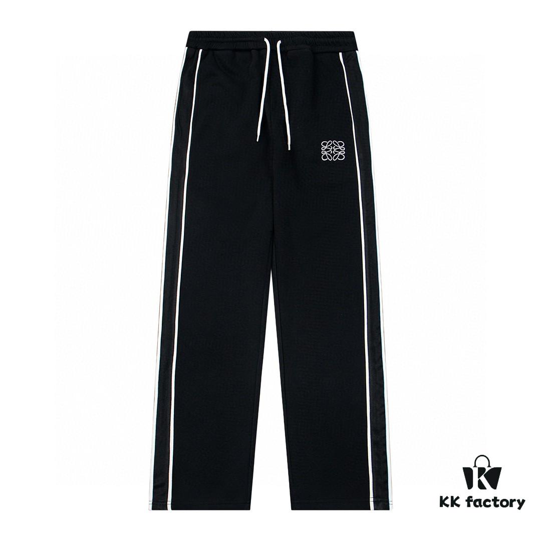 6931a0b1ccd8ab3d7af948be LOEWE New Arrival Letter Embroidered Woven Straight Sweatpants Unisex Casual Trousers
