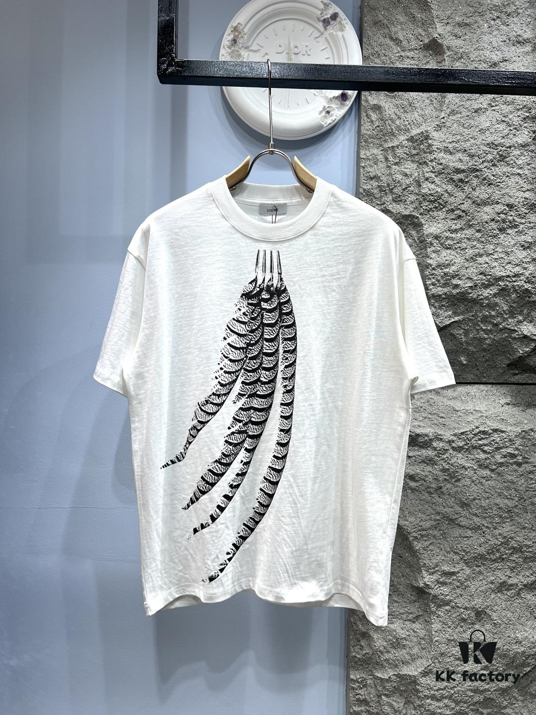 6931a0b2ccd8ab3d7af948cb Loewe Printed Feather Short-Sleeve T-Shirt