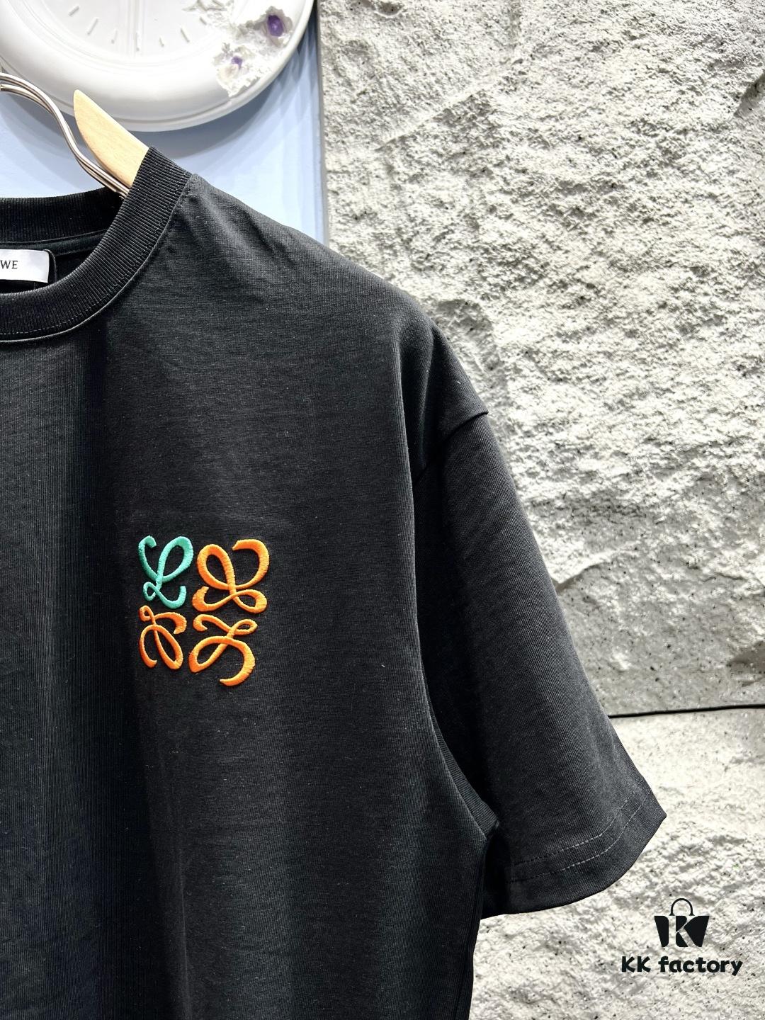 6931a0b3ccd8ab3d7af948e8 Loewe Embroidered Minimal Logo Short Sleeve T-Shirt