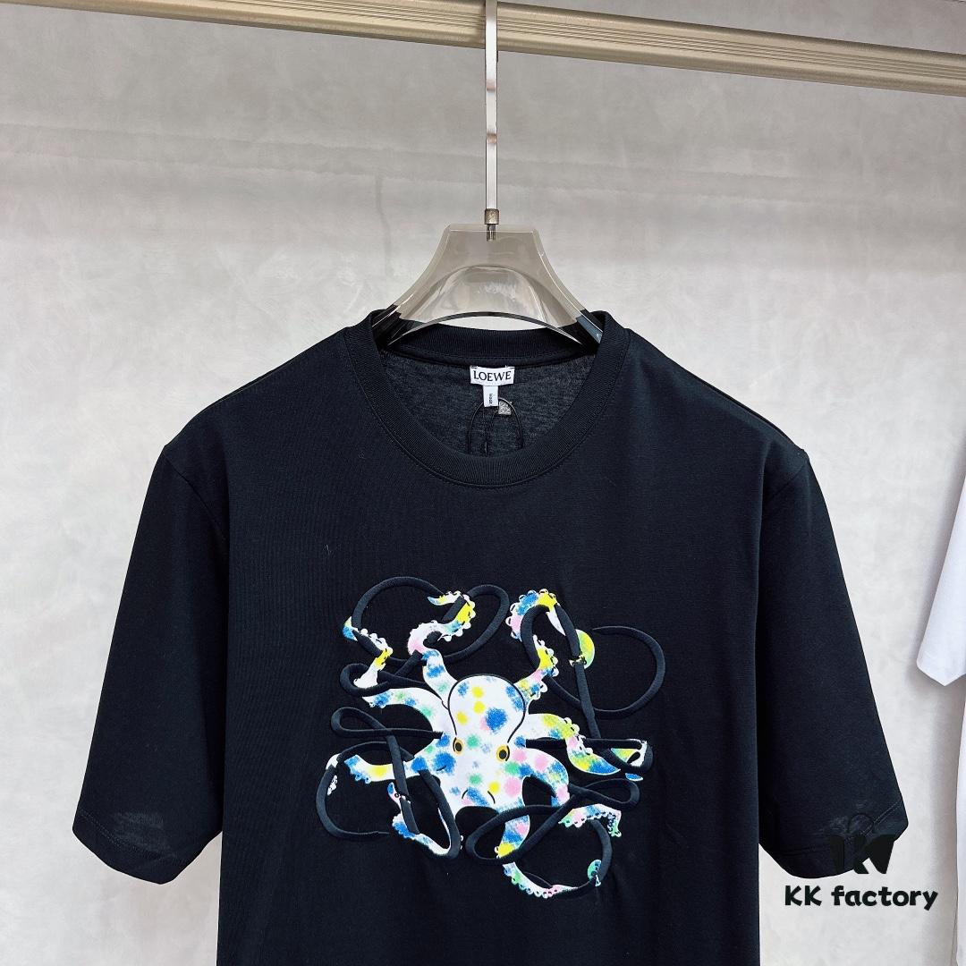 6931a0b4ccd8ab3d7af948f9 LOEWE Octopus Embroidered Short Sleeve T-Shirt