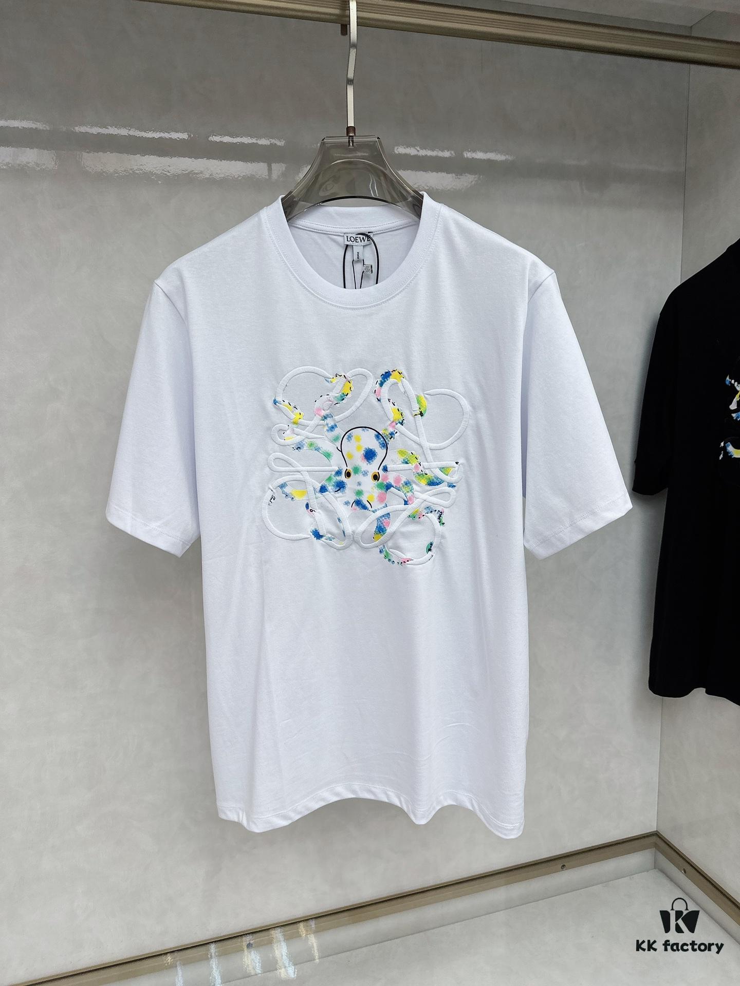 6931a0b5ccd8ab3d7af94902 LOEWE Octopus Embroidered Short-Sleeve T-Shirt