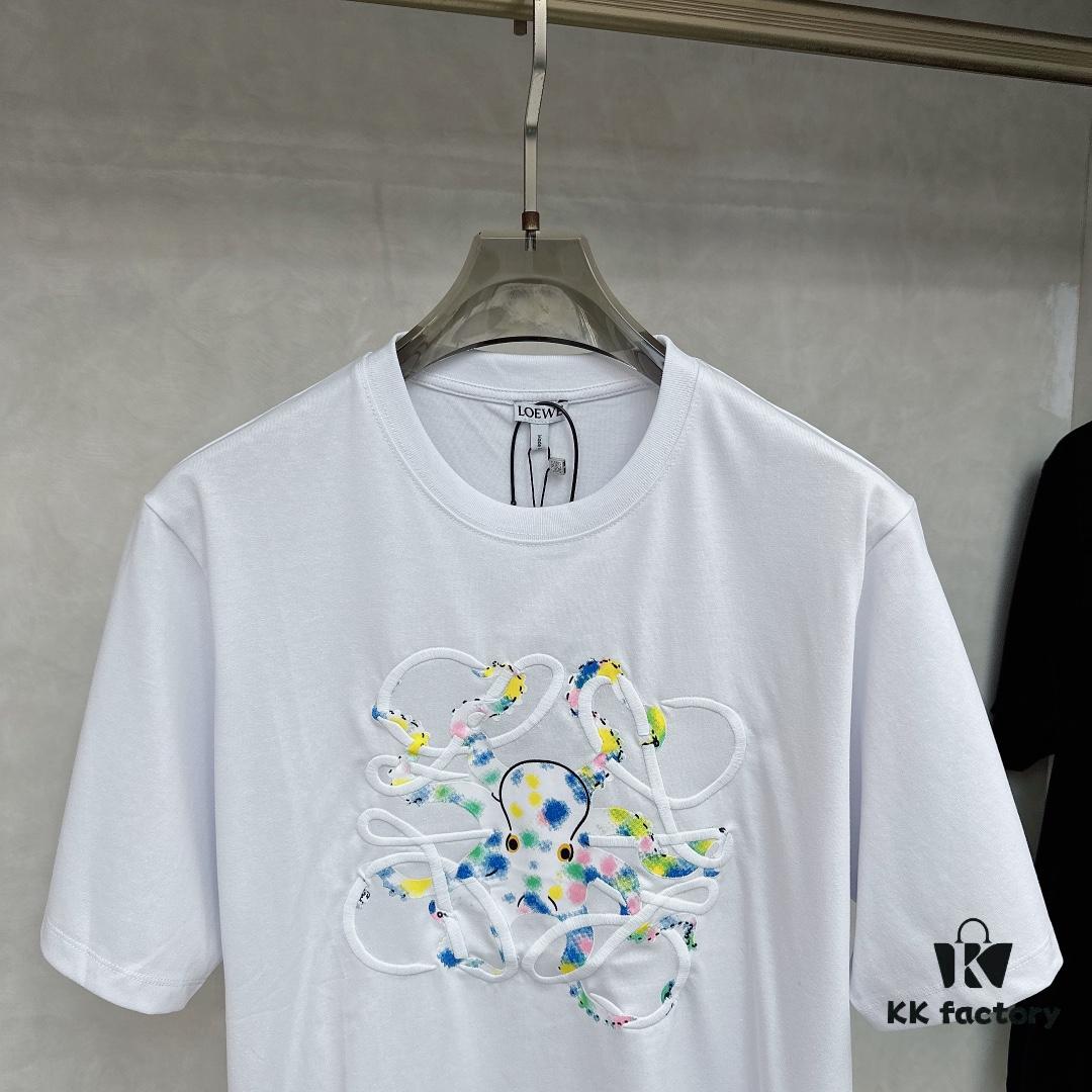 6931a0b5ccd8ab3d7af94903 LOEWE Octopus Embroidered Short-Sleeve T-Shirt