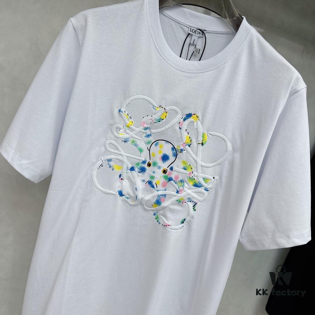6931a0b5ccd8ab3d7af94906 LOEWE Octopus Embroidered Short-Sleeve T-Shirt