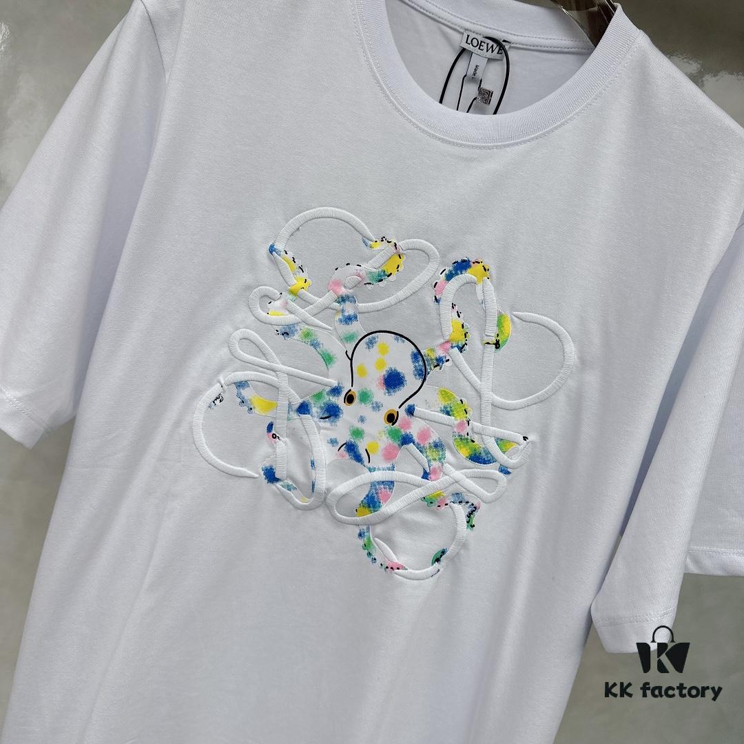 6931a0b5ccd8ab3d7af94908 LOEWE Octopus Embroidered Short-Sleeve T-Shirt