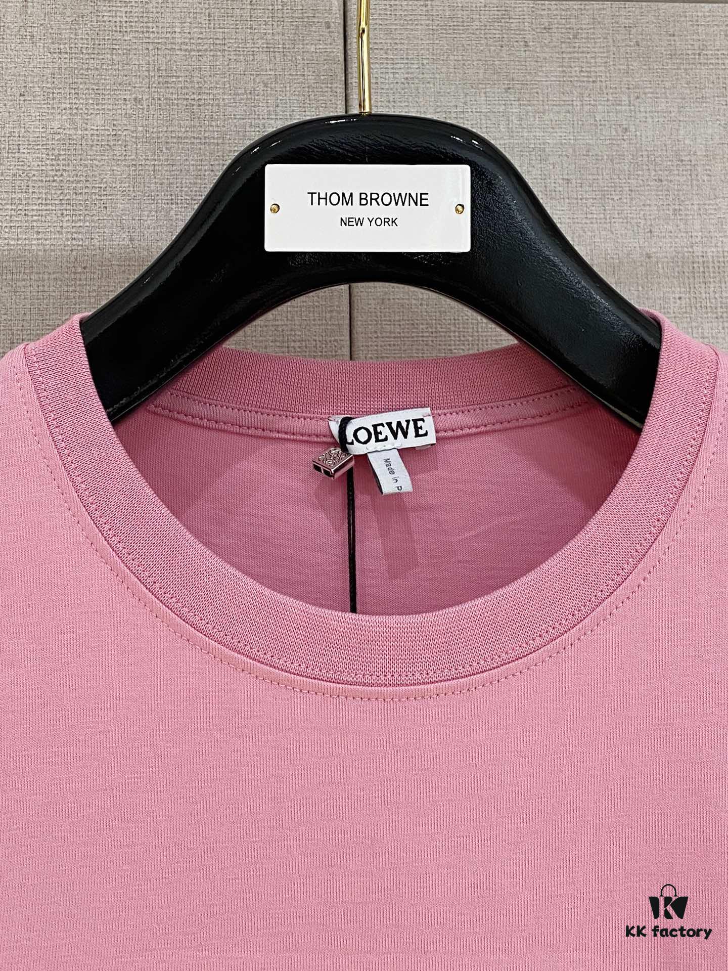 Loewe 2025 Newest Short-Sleeve T-Shirt, Stylish and Minimalist Design with Embroidered Logo on Chest, Premium Cotton Fabric, Comfortable and Trendy Cut