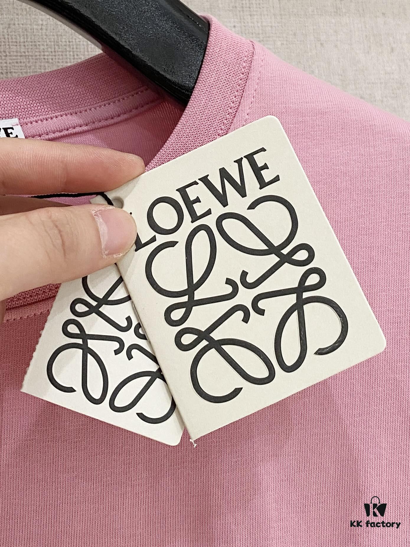 Loewe 2025 Newest Short-Sleeve T-Shirt, Stylish and Minimalist Design with Embroidered Logo on Chest, Premium Cotton Fabric, Comfortable and Trendy Cut