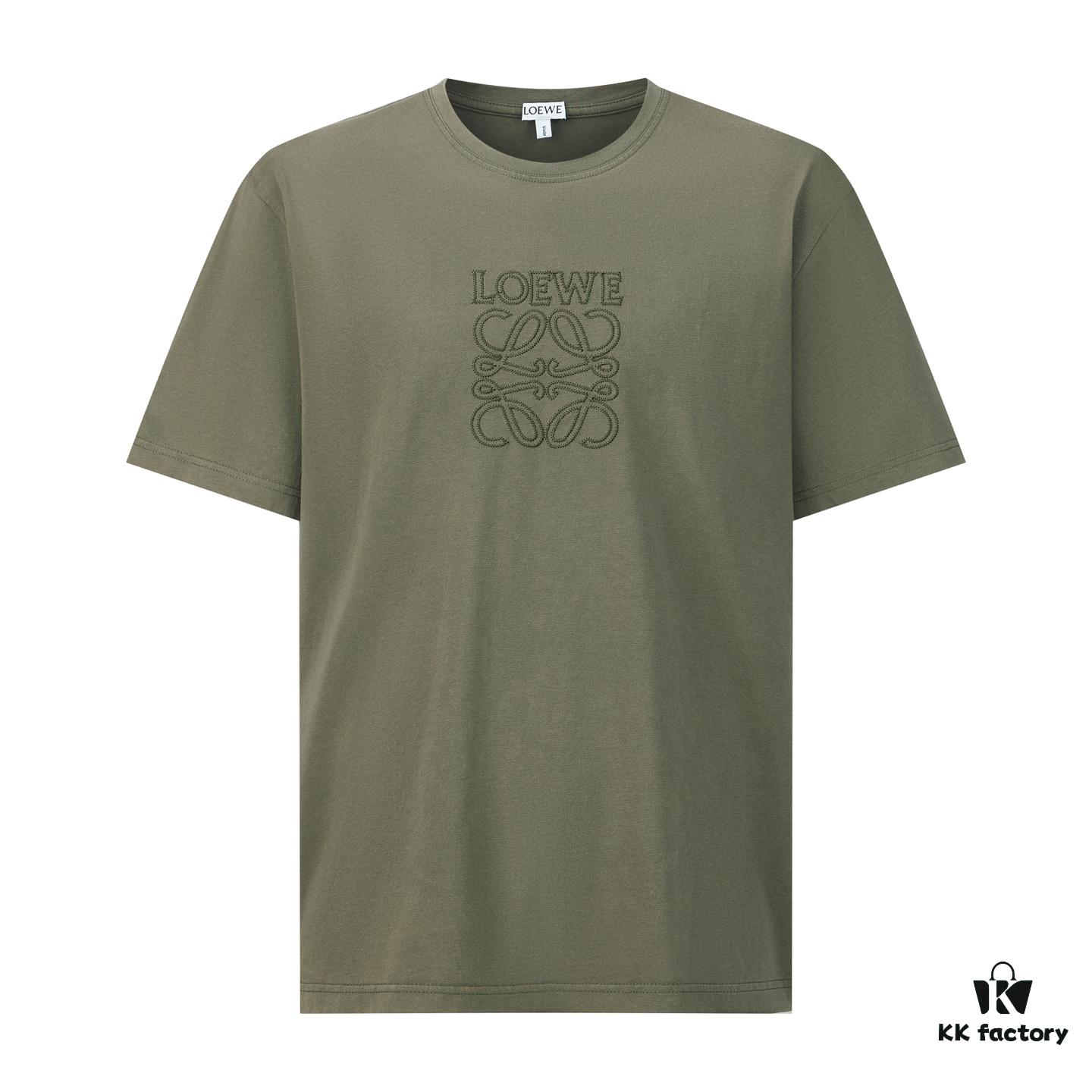 6931a0c0ccd8ab3d7af949f0 LOEWE Distressed Embroidered Short Sleeve T-Shirt