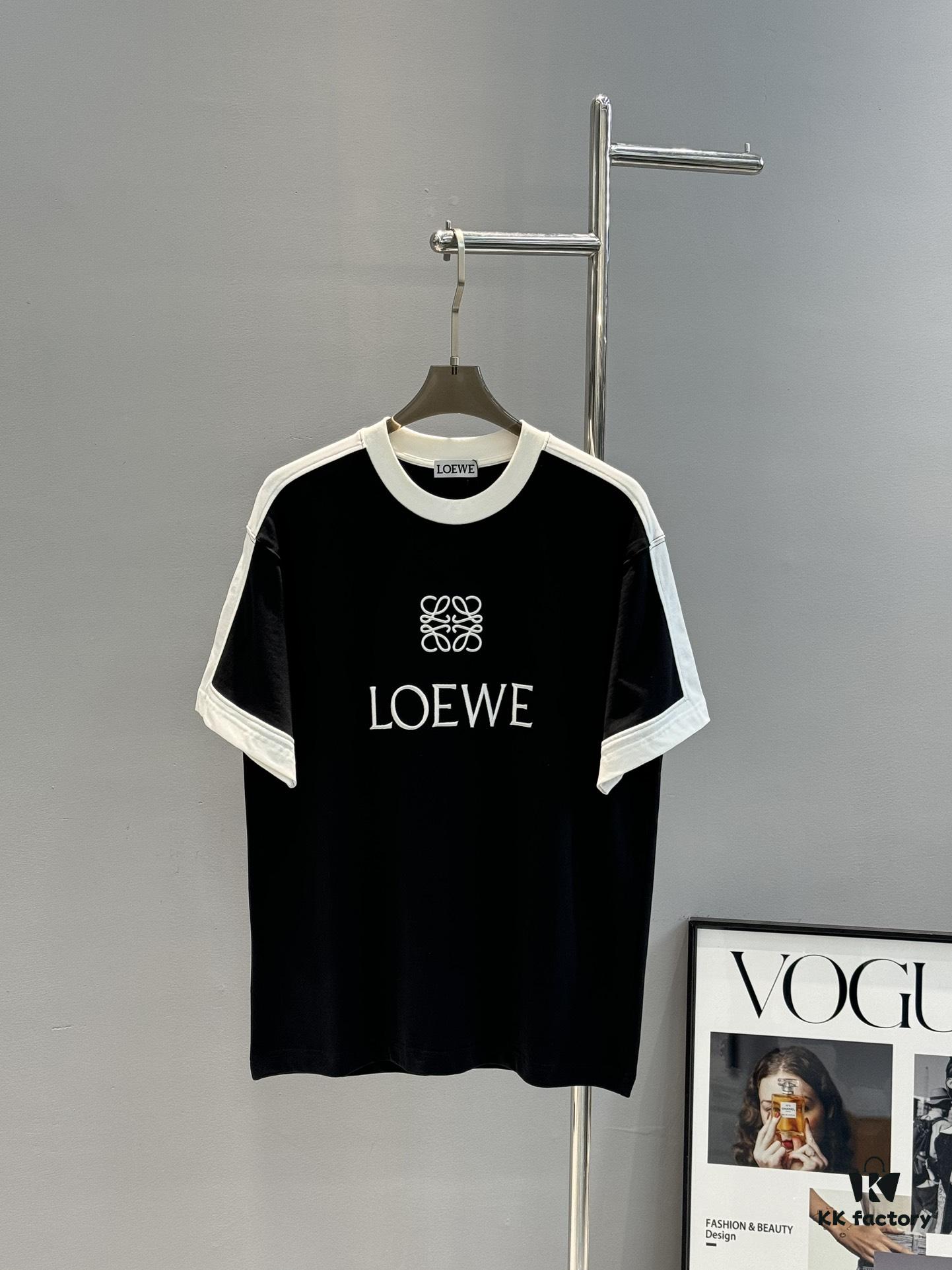 6931a0c7ccd8ab3d7af94a7e Loewe New 25s Unisex T-Shirt, Patchwork Design, Color-Blocked, 280g Premium Cotton Fabric, Soft and Comfortable, 3D Embroidery on Chest, Stylish and Unique, Original Customization with Complete Triple Labels
