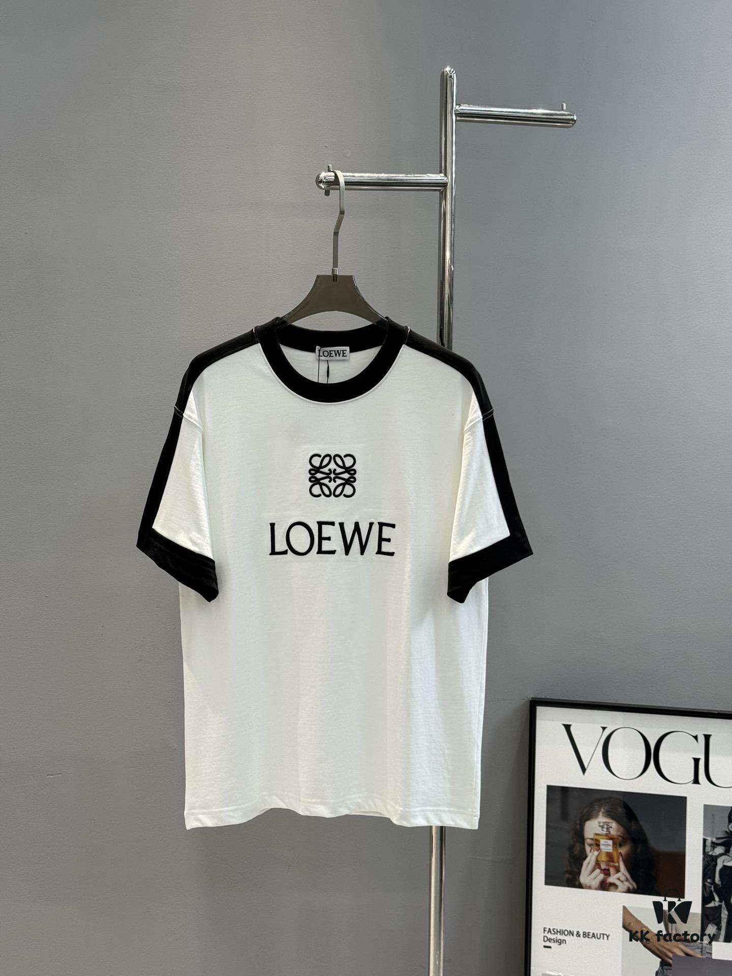6931a0c7ccd8ab3d7af94a7f Loewe New 25s Unisex T-Shirt, Patchwork Design, Color-Blocked, 280g Premium Cotton Fabric, Soft and Comfortable, 3D Embroidery on Chest, Stylish and Unique, Original Customization with Complete Triple Labels