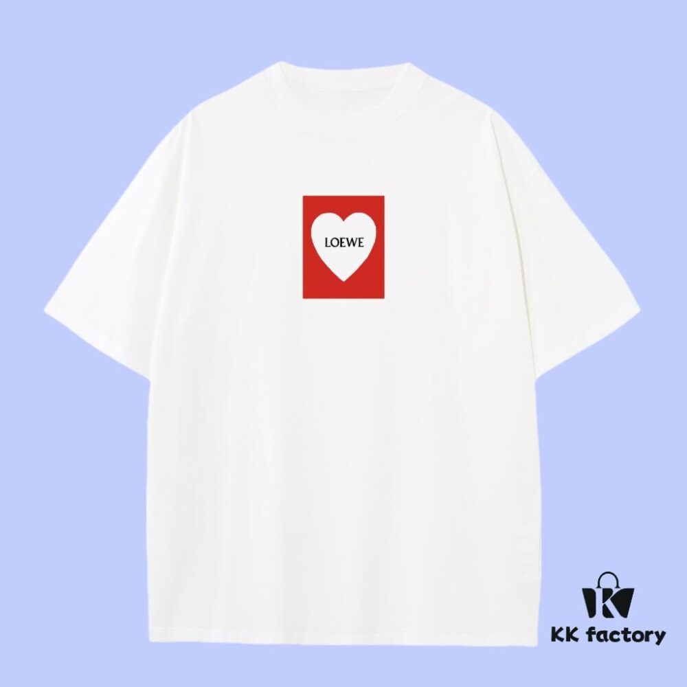 LOEWE 2025 Fall Spring-Summer Collection Love Heart Short Sleeve T-Shirt, Premium 270G 32-Count Double-Yarn Cotton Fabric, Relaxed Unisex Fit