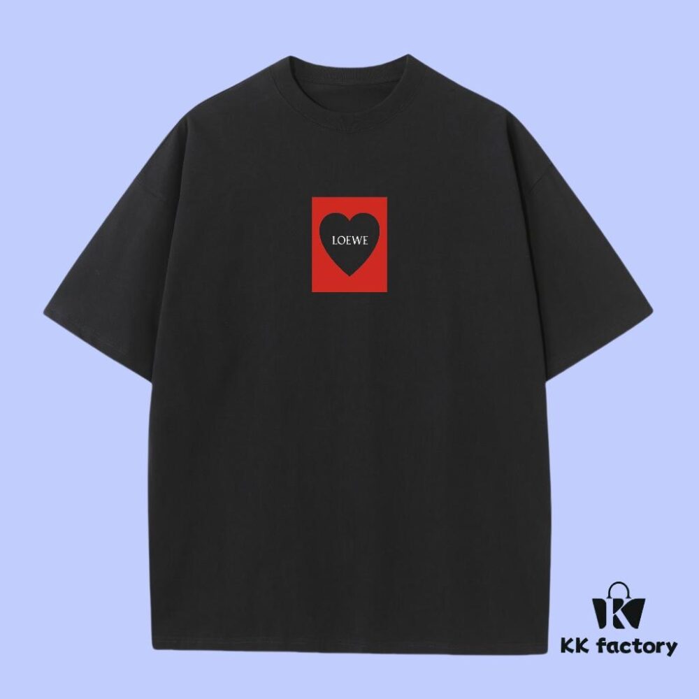 LOEWE 2025 Fall Spring-Summer Collection Love Heart Short Sleeve T-Shirt, Premium 270G 32-Count Double-Yarn Cotton Fabric, Relaxed Unisex Fit