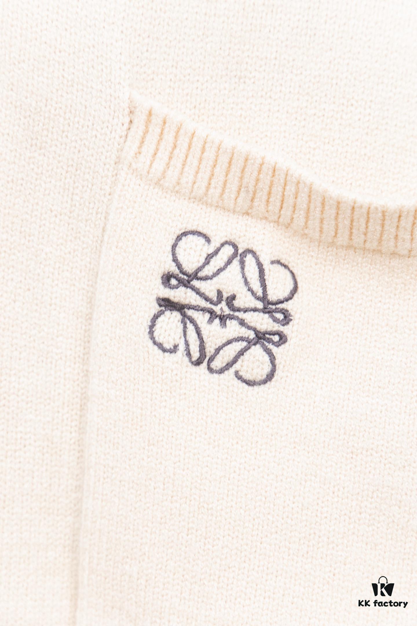 6931a0c9ccd8ab3d7af94aa4 New Loewe Colorblock Embroidered Collar Preppy Polo Knit Sweater with Slits