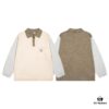 New Loewe Colorblock Embroidered Collar Preppy Polo Knit Sweater with Side Slits