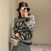 6931a0cdccd8ab3d7af94ae9 New LOEWE 22SS Exquisite Heather Gray Jacquard Crewneck Sweater Y002