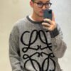 6931a0cdccd8ab3d7af94aeb New LOEWE 22SS Exquisite Heather Gray Jacquard Crewneck Sweater Y002