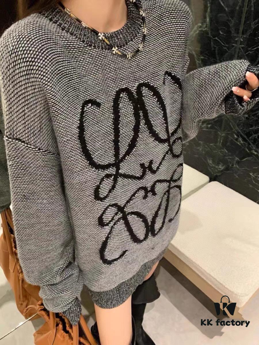 6931a0cdccd8ab3d7af94aec New LOEWE 22SS Exquisite Heather Gray Jacquard Crewneck Sweater Y002