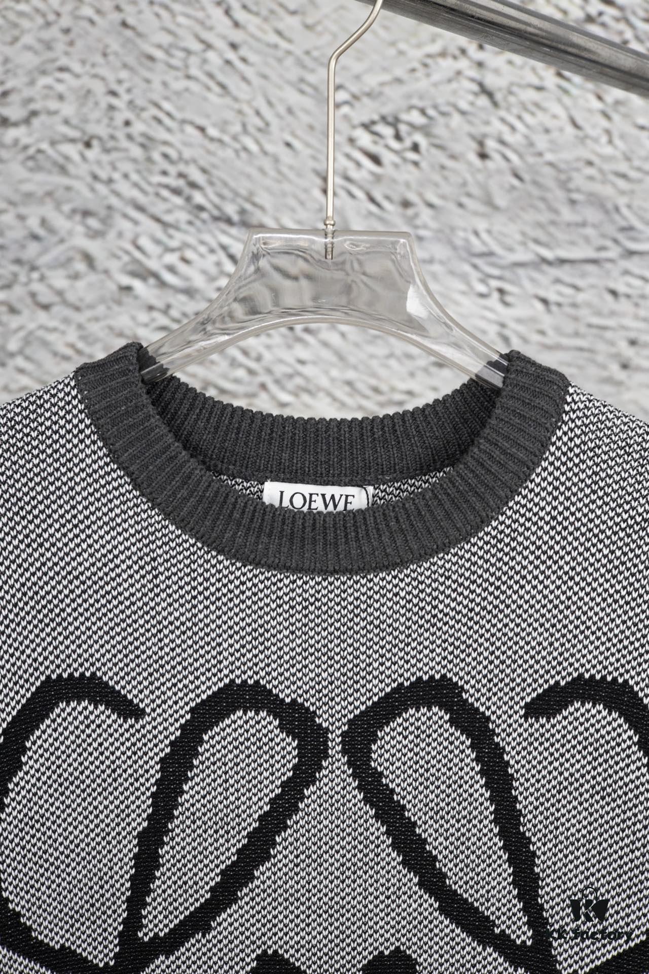 6931a0cdccd8ab3d7af94af3 New LOEWE 22SS Beautiful Heather Gray Jacquard Crew Neck Sweater Y002