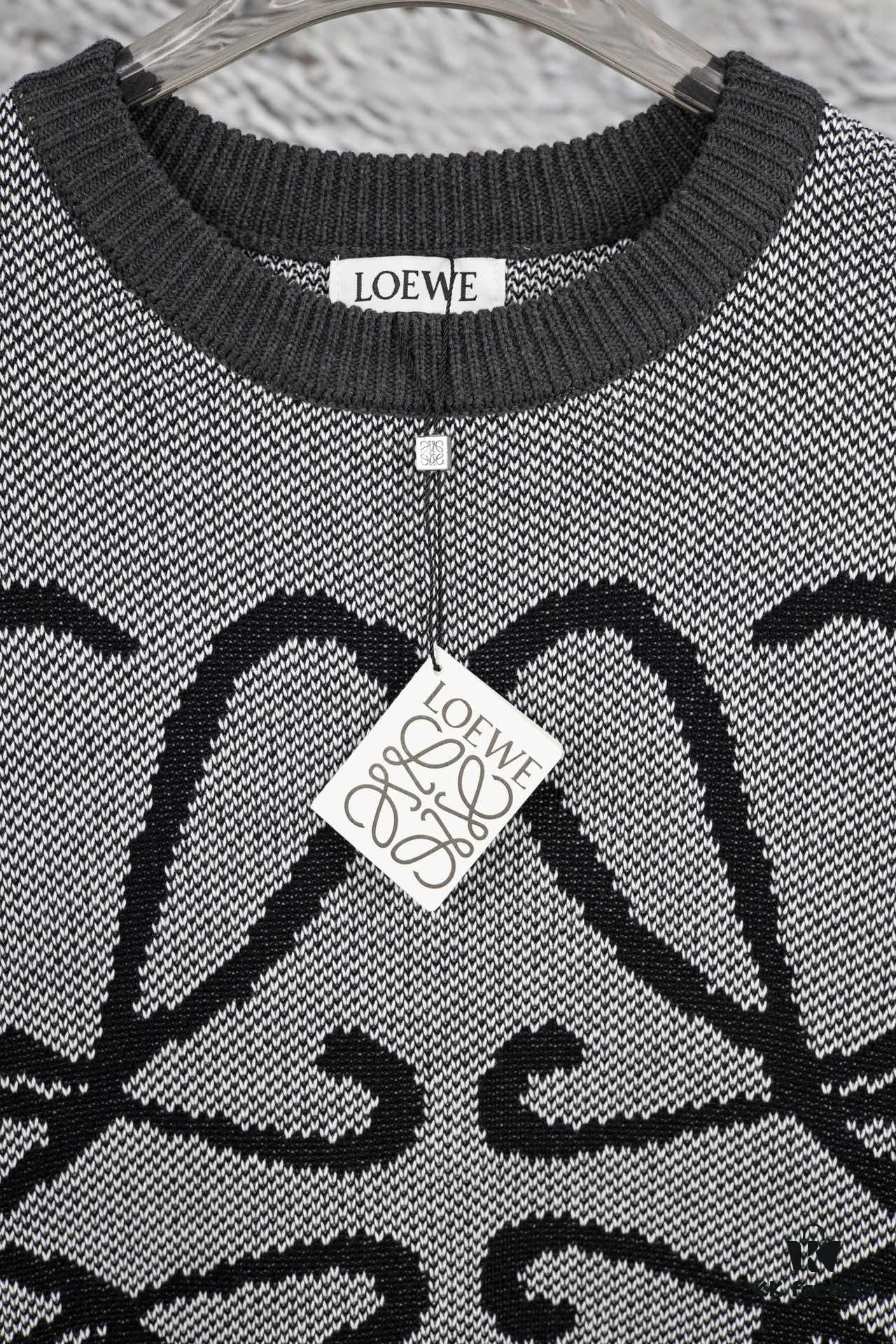 6931a0cdccd8ab3d7af94af4 New LOEWE 22SS Beautiful Heather Gray Jacquard Crew Neck Sweater Y002