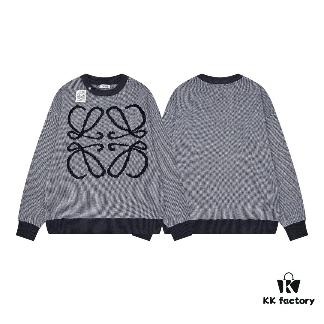 6931a0cdccd8ab3d7af94af8 New LOEWE 22SS Exquisite Heather Gray Jacquard Crew Neck Sweater Y002