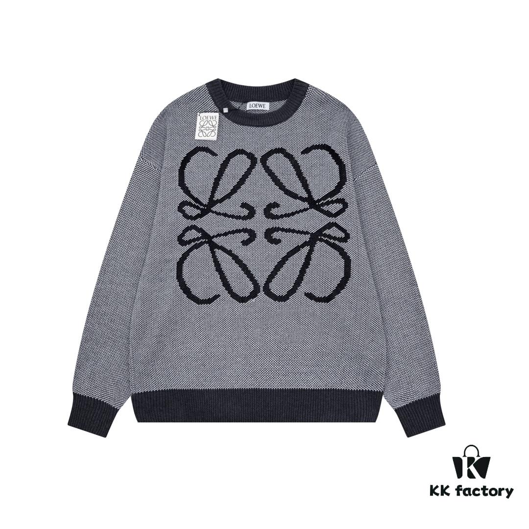 6931a0cdccd8ab3d7af94af9 New LOEWE 22SS Exquisite Heather Gray Jacquard Crew Neck Sweater Y002