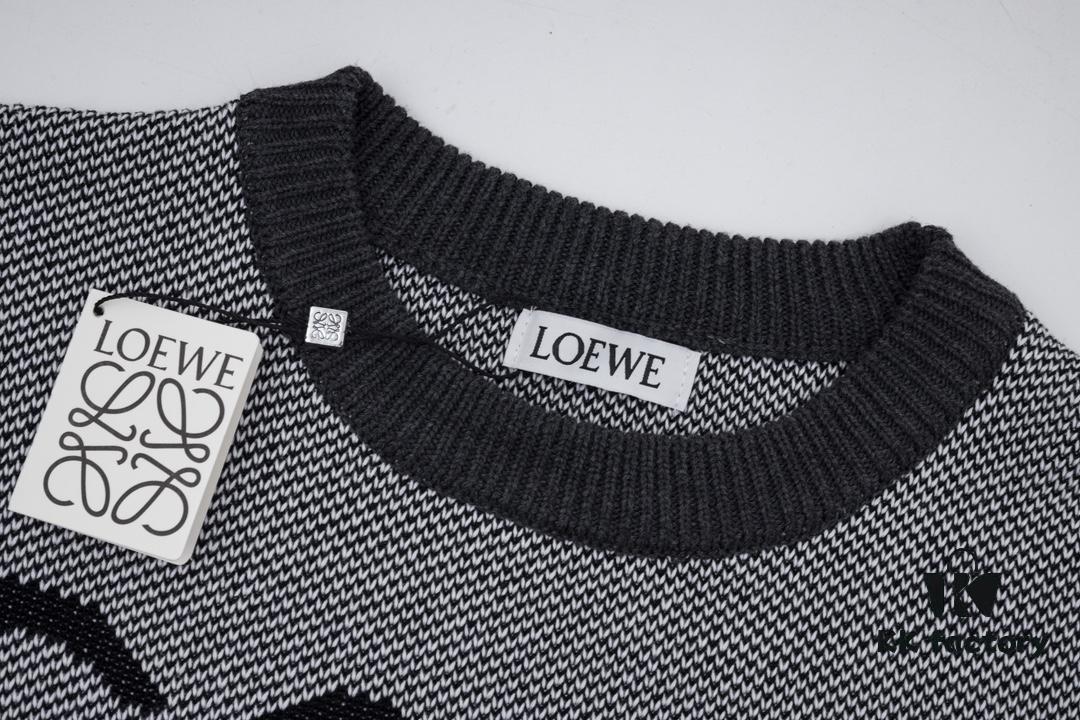 6931a0cdccd8ab3d7af94afb New LOEWE 22SS Exquisite Heather Gray Jacquard Crew Neck Sweater Y002