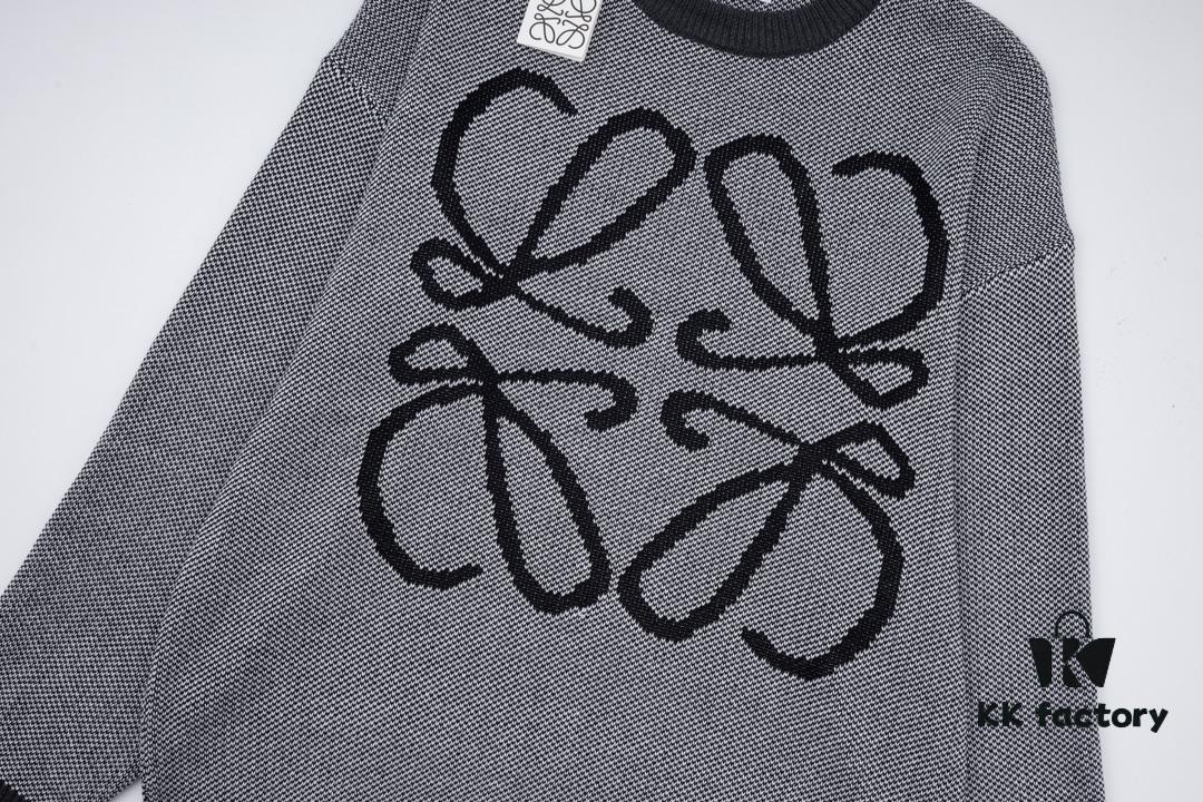 6931a0cdccd8ab3d7af94afc New LOEWE 22SS Exquisite Heather Gray Jacquard Crew Neck Sweater Y002