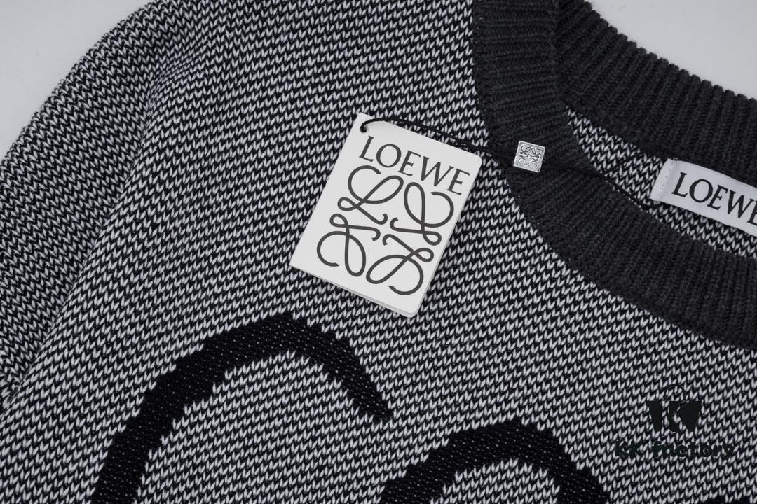 6931a0cdccd8ab3d7af94afd New LOEWE 22SS Exquisite Heather Gray Jacquard Crew Neck Sweater Y002