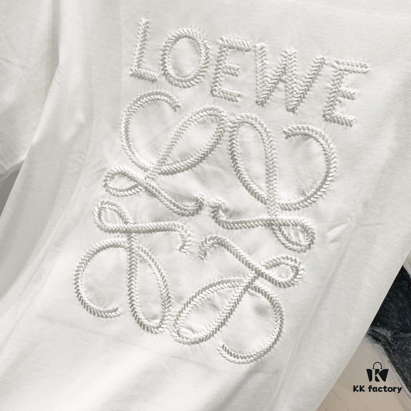 6931a0d3ccd8ab3d7af94b73 LOEWE 320g Crew Neck Short Sleeve T-Shirt with Embroidered Logo